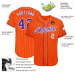 Personalized Orange White Pinstripe Purple-White Authentic Baseball Jersey Team Custom Name and Number