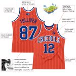 Personalized Orange White Pinstripe Royal Authentic Basketball Jersey Team Custom Name and Number