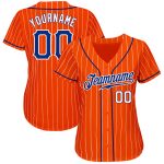 Personalized Orange White Pinstripe Royal-White Authentic Baseball Jersey Team Custom Name and Number