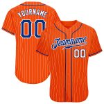 Personalized Orange White Pinstripe Royal-White Authentic Baseball Jersey Team Custom Name and Number