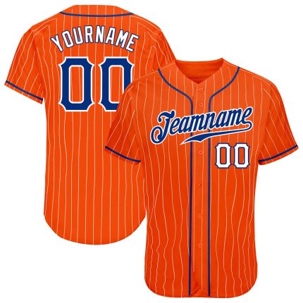 Personalized Orange White Pinstripe Royal-White Authentic Baseball Jersey Team Custom Name and Number