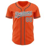 Personalized Orange White Pinstripe Steel Gray Authentic Baseball Jersey Team Custom Name and Number