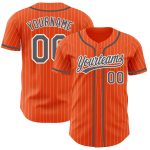 Personalized Orange White Pinstripe Steel Gray Authentic Baseball Jersey Team Custom Name and Number
