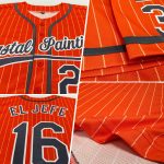 Personalized Orange White Pinstripe Steel Gray Authentic Baseball Jersey Team Custom Name and Number