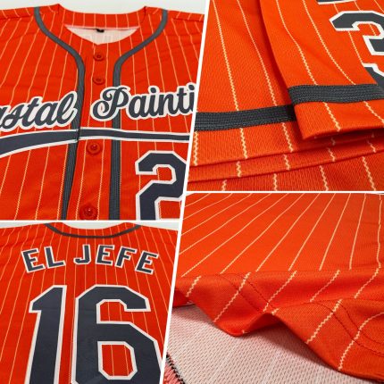Personalized Orange White Pinstripe Steel Gray Authentic Baseball Jersey Team Custom Name and Number