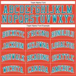 Personalized Orange White Pinstripe Teal Authentic Basketball Jersey Team Custom Name and Number