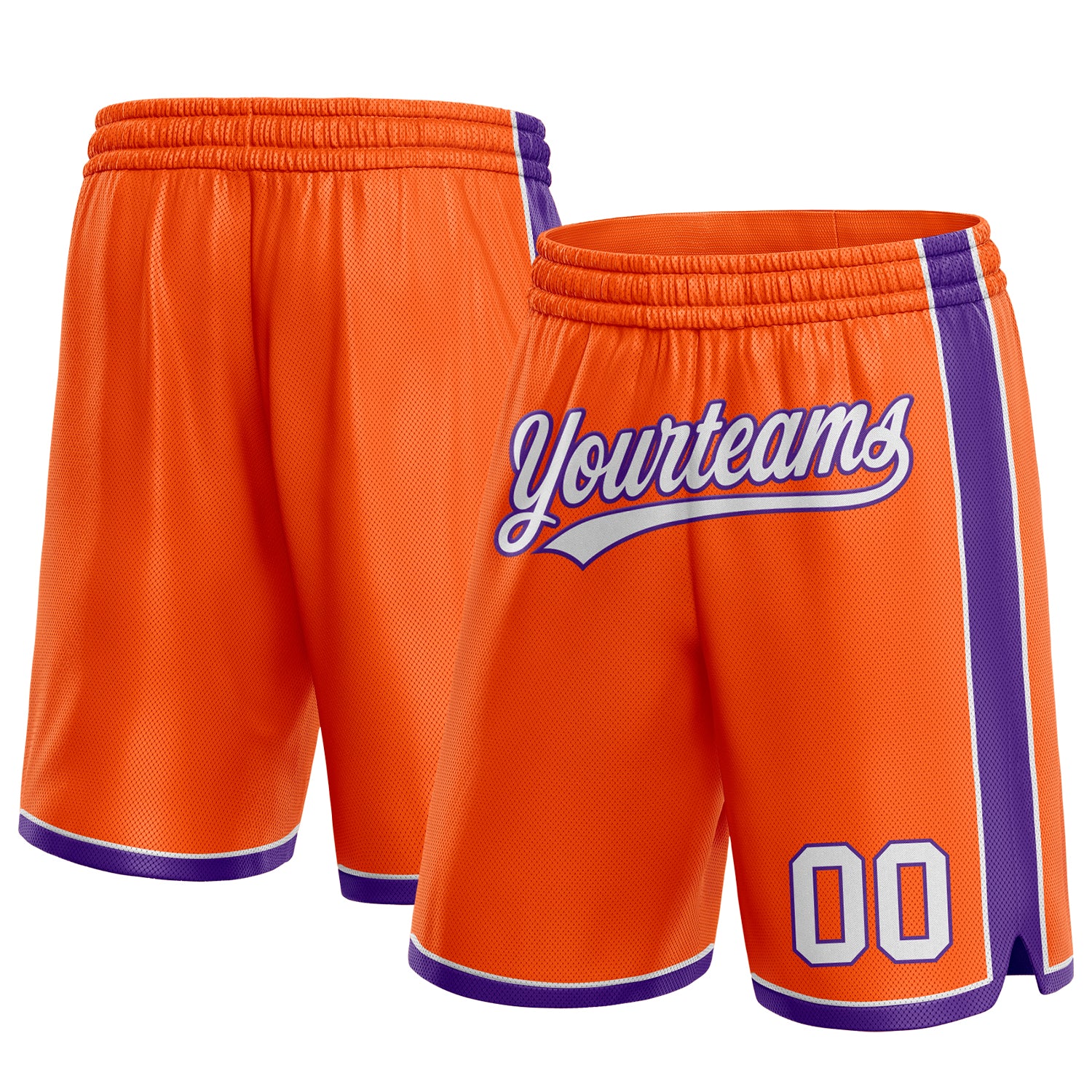 Personalized Orange White-Purple Authentic Basketball Shorts Team Custom Name and Number