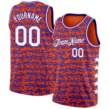 Personalized Orange White-Purple Authentic City Edition Basketball Jersey Team Custom Name and Number