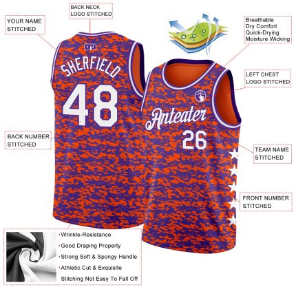 Personalized Orange White-Purple Authentic City Edition Basketball Jersey Team Custom Name and Number