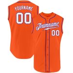 Personalized Orange White-Purple Authentic Sleeveless Baseball Jersey Team Custom Name and Number
