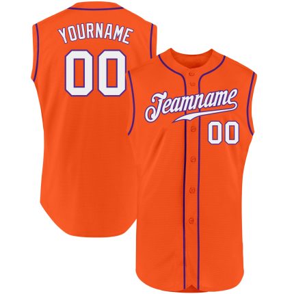 Personalized Orange White-Purple Authentic Sleeveless Baseball Jersey Team Custom Name and Number