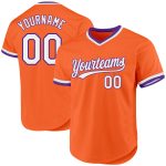 Personalized Orange White-Purple Authentic Throwback Baseball Jersey Team Custom Name and Number