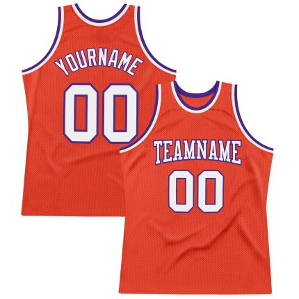 Personalized Orange White-Purple Authentic Throwback Basketball Jersey