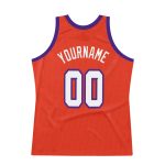 Personalized Orange White-Purple Authentic Throwback Basketball Jersey Team Custom Name and Number