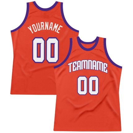 Personalized Orange White-Purple Authentic Throwback Basketball Jersey Team Custom Name and Number