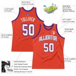 Personalized Orange White-Purple Authentic Throwback Basketball Jersey Team Custom Name and Number