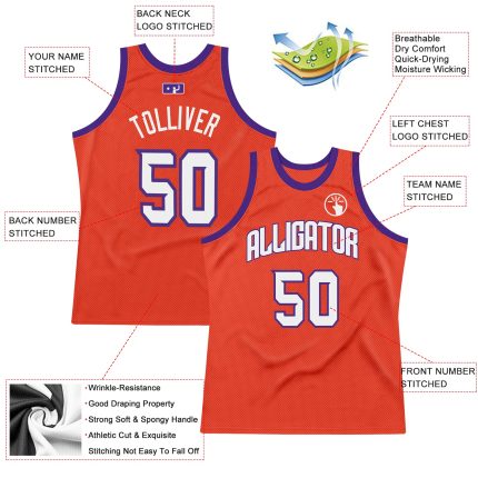 Personalized Orange White-Purple Authentic Throwback Basketball Jersey Team Custom Name and Number