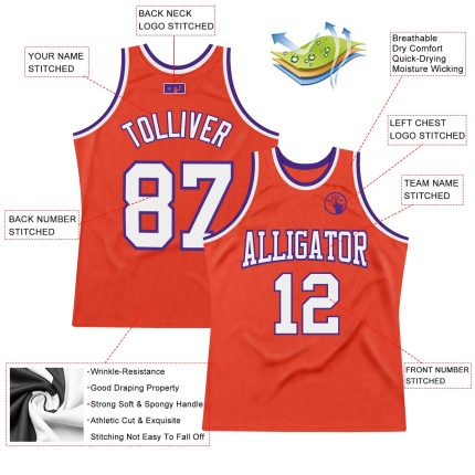 Personalized Orange White-Purple Authentic Throwback Basketball Jersey