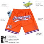 Personalized Orange White-Purple Authentic Throwback Basketball Shorts Team Custom Name and Number