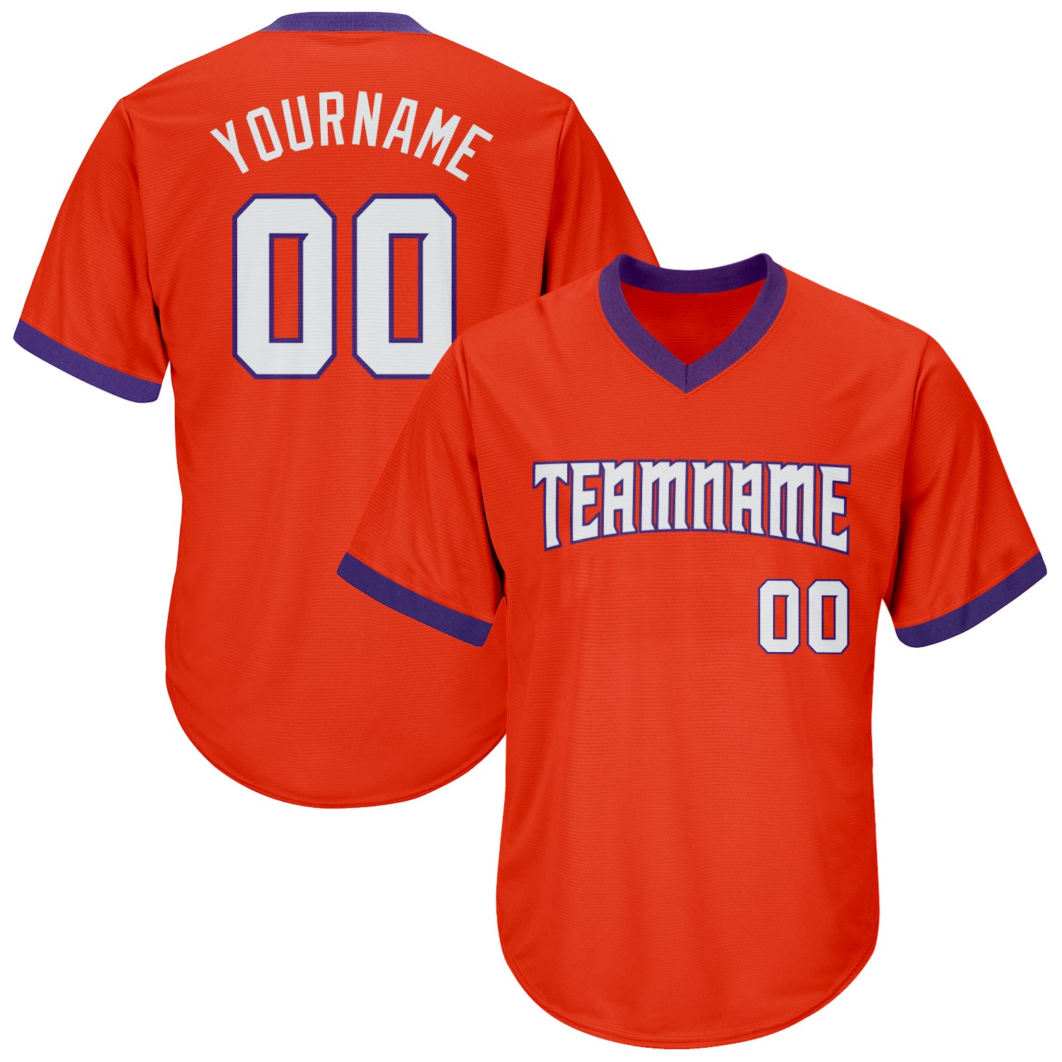 Personalized Orange White-Purple Authentic Throwback Rib-Knit Baseball Jersey Shirt Team Custom Name and Number