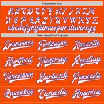 Personalized Orange White-Purple Bomber Full-Snap Varsity Letterman Two Tone Jacket Team Custom Name and Number