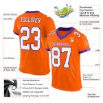 Personalized Orange White-Purple Mesh Authentic Football Jersey