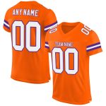 Personalized Orange White-Purple Mesh Authentic Football Jersey Team Custom Name and Number