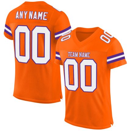 Personalized Orange White-Purple Mesh Authentic Football Jersey Team Custom Name and Number