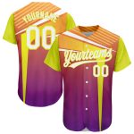 Personalized Orange White Purple-Neon Yellow 3D Pattern Design Abstract Sport Authentic Baseball Jersey Team Custom Name and Number