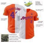 Personalized Orange White-Purple Pinstripe Authentic Split Fashion Baseball Jersey Team Custom Name and Number