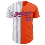 Personalized Orange White-Purple Pinstripe Authentic Split Fashion Baseball Jersey Team Custom Name and Number