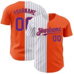 Personalized Orange White-Purple Pinstripe Authentic Split Fashion Baseball Jersey Team Custom Name and Number