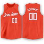 Personalized Orange White Round Neck Basketball Jersey