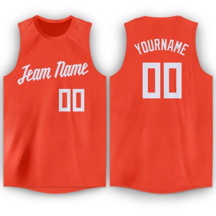 Personalized Orange White Round Neck Basketball Jersey
