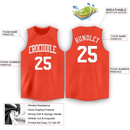 Personalized Orange White Round Neck Basketball Jersey Team Custom Name and Number