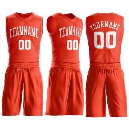 Personalized Orange White Round Neck Suit Basketball Jersey