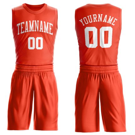 Personalized Orange White Round Neck Suit Basketball Jersey