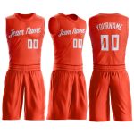 Personalized Orange White Round Neck Suit Basketball Jersey Team Custom Name and Number