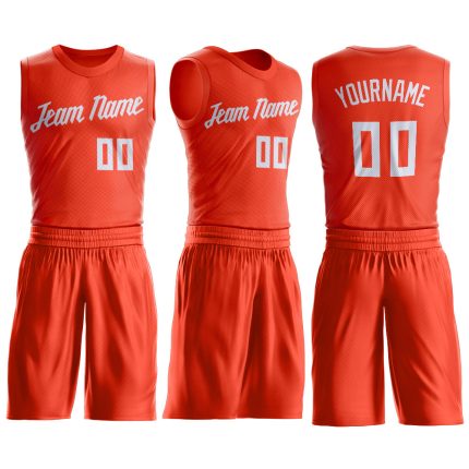 Personalized Orange White Round Neck Suit Basketball Jersey Team Custom Name and Number