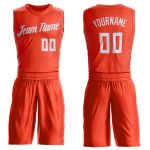 Personalized Orange White Round Neck Suit Basketball Jersey Team Custom Name and Number