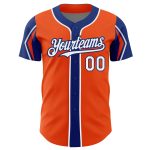 Personalized Orange White-Royal 3 Colors Arm Shapes Authentic Baseball Jersey Team Custom Name and Number