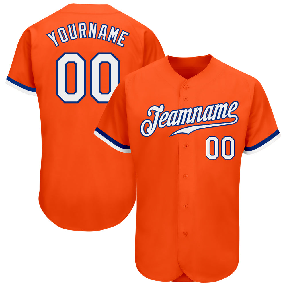 Personalized Orange White-Royal Authentic Baseball Jersey Team Custom Name and Number