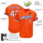 Personalized Orange White-Royal Authentic Baseball Jersey Team Custom Name and Number