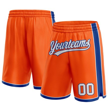 Personalized Orange White-Royal Authentic Basketball Shorts Team Custom Name and Number