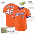 Personalized Orange White-Royal Authentic Throwback Baseball Jersey Team Custom Name and Number