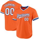 Personalized Orange White-Royal Authentic Throwback Baseball Jersey Team Custom Name and Number