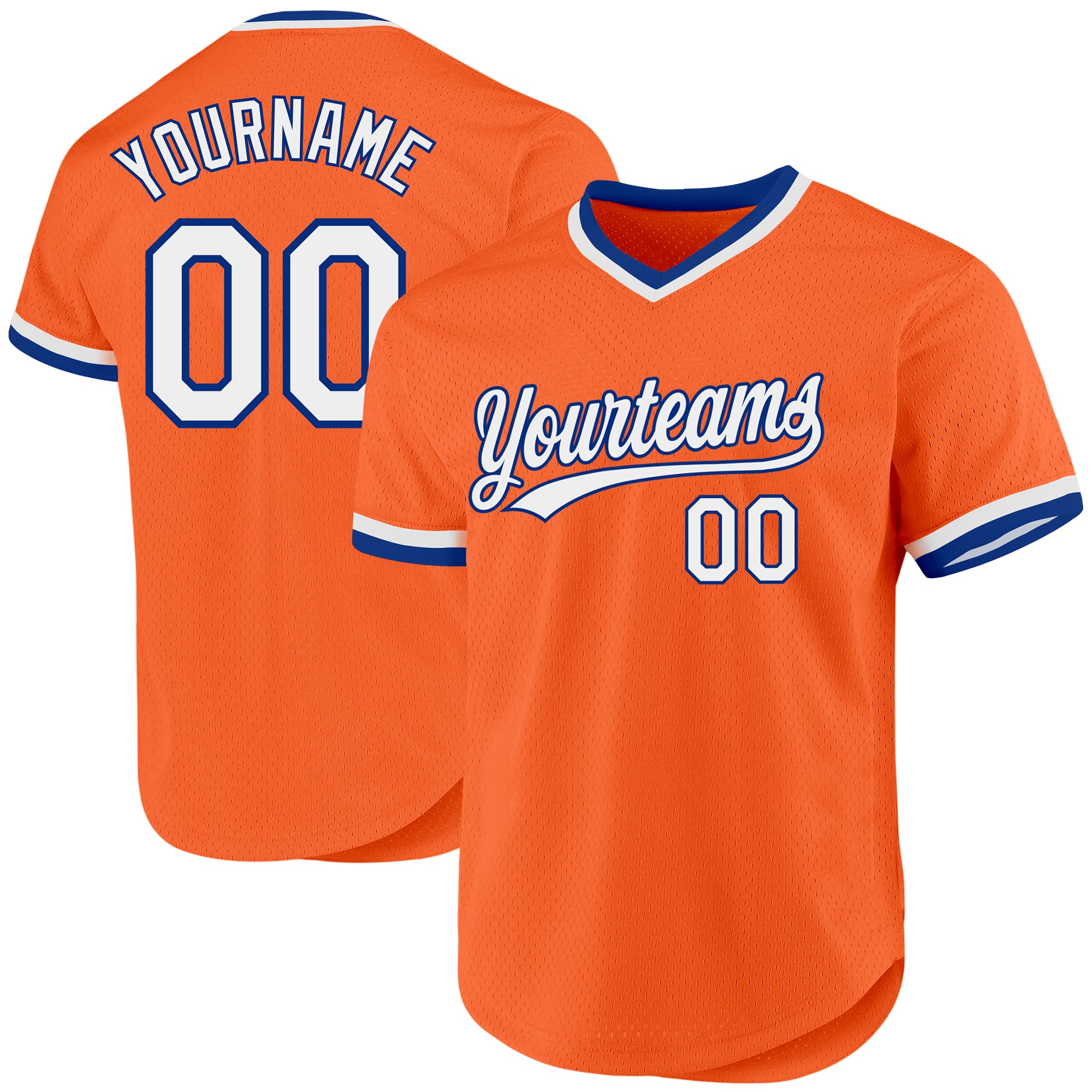 Personalized Orange White-Royal Authentic Throwback Baseball Jersey Team Custom Name and Number