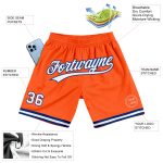 Personalized Orange White-Royal Authentic Throwback Basketball Shorts Team Custom Name and Number