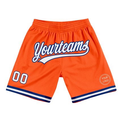 Personalized Orange White-Royal Authentic Throwback Basketball Shorts Team Custom Name and Number