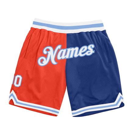 Personalized Orange White-Royal Authentic Throwback Split Fashion Basketball Shorts Team Custom Name and Number